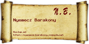 Nyemecz Barakony névjegykártya